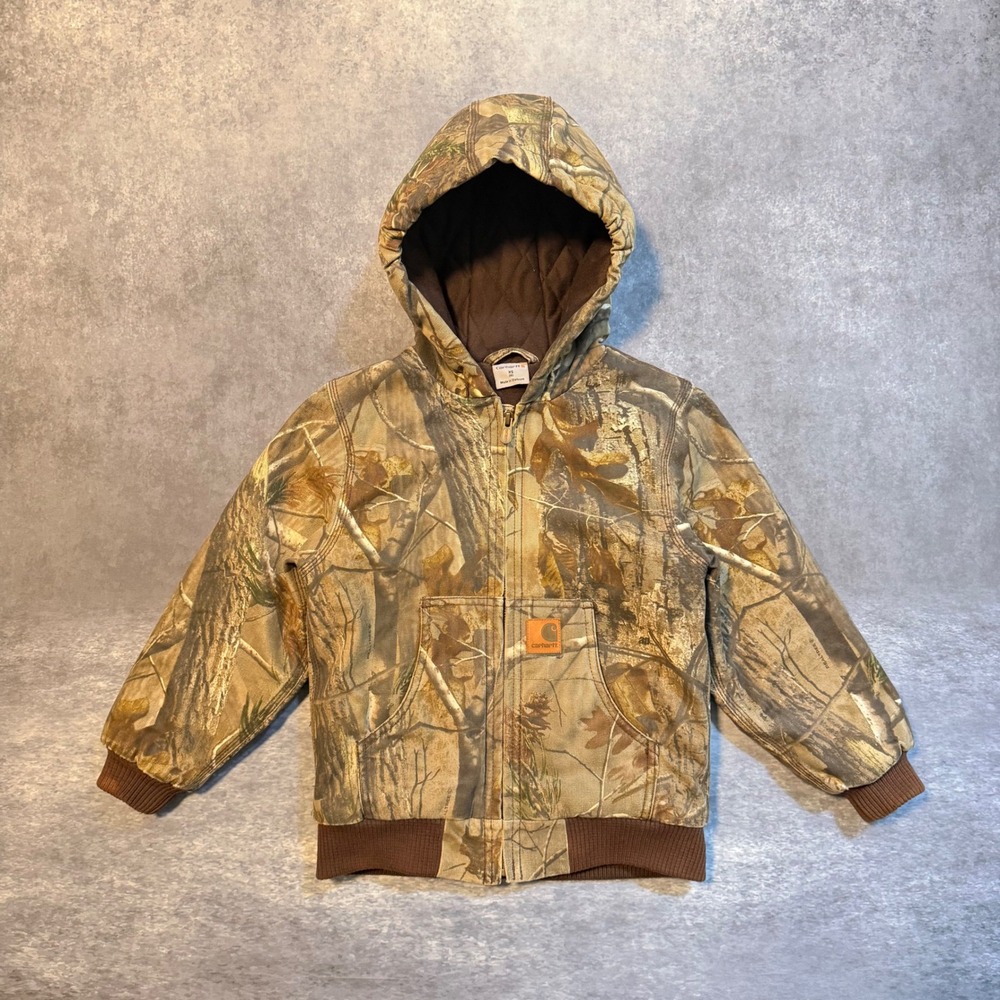 Carhartt Kids RealTree Camo Active Jacket Hooded Canvas Coat XS 6